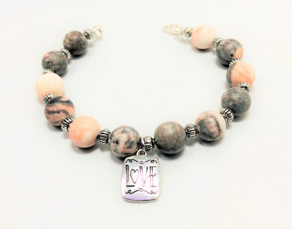 Pink Zebra Stone Love Bracelet