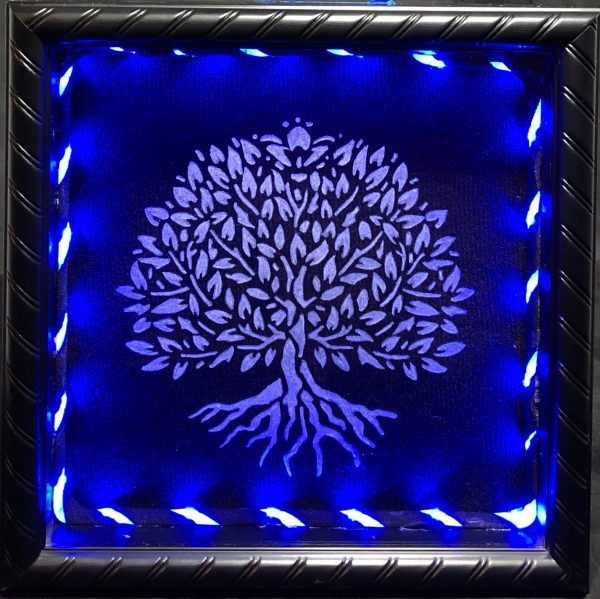 Etched Glass Tree of Life (Blue)