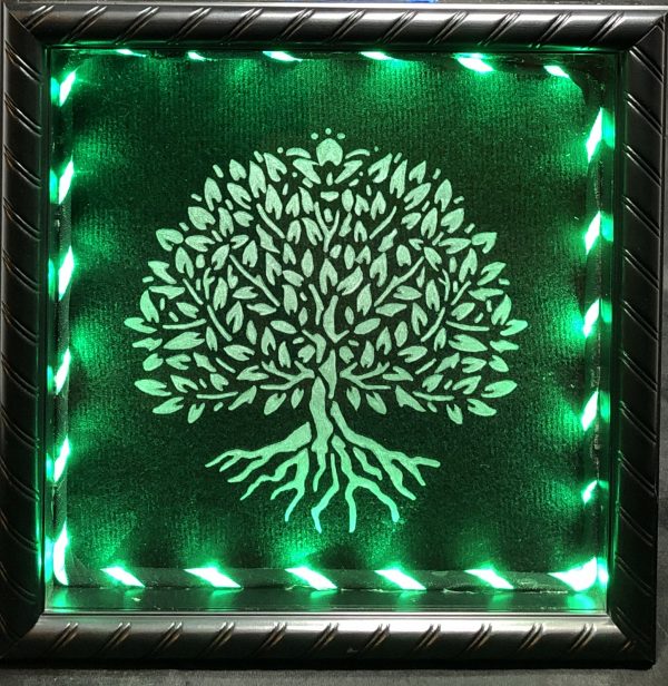 Etched Glass Tree of Life (Green)