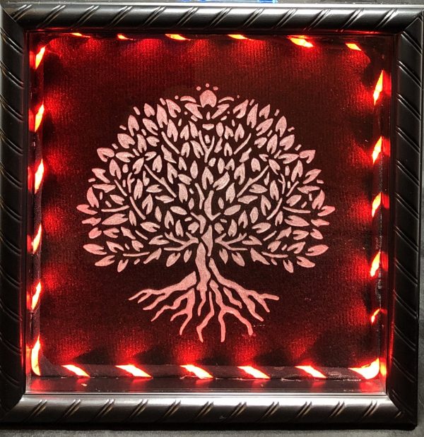 Etched Glass Tree of Life (Red)