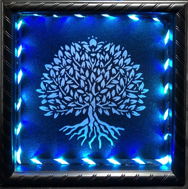 Etched Glass Tree of Life (Teal)