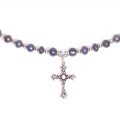 Blue Pearl Cross Choker